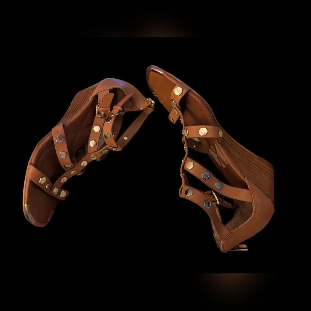 Isola women's brown leather gladiator‎ sandals size 8